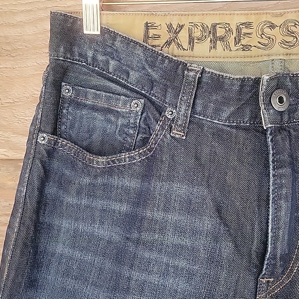 Express Men Dark Denim Slim Jeans Size 32x30 - Picture 2 of 6